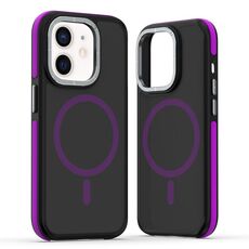 Per iPhone 12 / 12 Pro Custodia per telefono MagSafe Dual-Color Skin Feel (nero viola)
