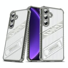 Per Samsung Galaxy S23 FE 5G Plating Holder PC Hybrid TPU Custodia per telefono (grigio siderale)