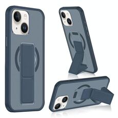 Per iPhone 14/13 Custodia per telefono con cinturino in pelle opaca MagSafe (blu scuro)