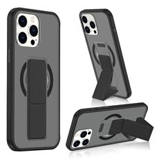 Per iPhone 14 Pro Custodia per telefono con cinturino in pelle opaca MagSafe (nero)