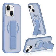 Per iPhone 15 Custodia per telefono con cinturino in pelle opaca MagSafe (blu)