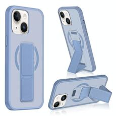 Per iPhone 15 Plus / 14 Plus Custodia per telefono con cinturino in pelle opaca MagSafe (blu)