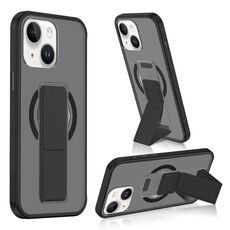 Per iPhone 15 Plus / 14 Plus Custodia per telefono con cinturino in pelle opaca MagSafe (nero)