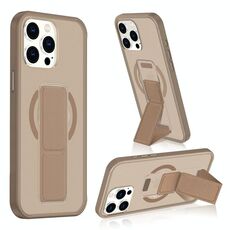 Per iPhone 15 Pro Max Custodia per telefono con cinturino in pelle opaca MagSafe (marrone)