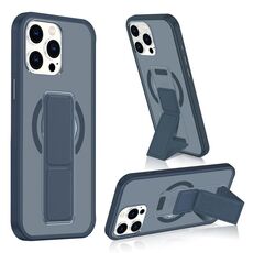 Per iPhone 15 Pro Max Custodia per telefono con cinturino in pelle opaca MagSafe (blu scuro)