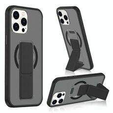 Per iPhone 15 Pro Max Custodia per telefono con cinturino in pelle opaca MagSafe (nero)