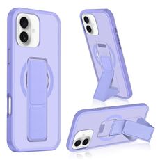 Per iPhone 16 Custodia per telefono con cinturino in pelle opaca MagSafe (viola)