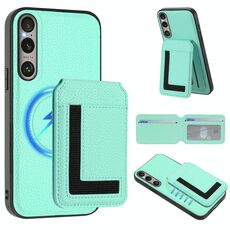 Per Sony Xperia 1 VI CX01 Custodia per telefono con porta carte magnetico Magsafe staccabile (verde menta)