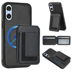 Per Sony Xperia 10 VI CX01 Custodia per telefono con porta carte magnetico Magsafe staccabile (nero)