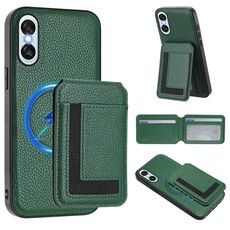 Per Sony Xperia 10 VI CX01 Custodia per telefono con porta carte magnetico Magsafe staccabile (verde pavone)