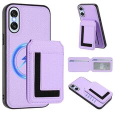 Per Sony Xperia 10 VI CX01 Custodia per telefono con porta carte magnetico Magsafe staccabile (viola chiaro)