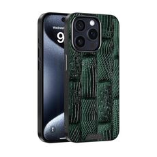 Per iPhone 15 Pro Max ABEEL Beast Pattern 6D Micro-Embossed MagSafe Custodia per telefono in vera pelle (verde)