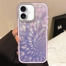 Per iPhone 16 Plus Diamond Lens Frame Glare PC Hybrid TPU Custodia per telefono (viola scuro)
