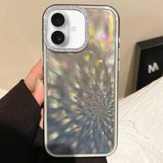 Per iPhone 16 Diamond Lens Frame Glare Custodia per telefono in TPU ibrido per PC (nero)