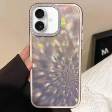 Per iPhone 16 Diamond Lens Frame Glare PC Hybrid TPU Custodia per telefono (oro)
