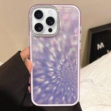 Per iPhone 15 Pro Max Diamond Lens Frame Glare PC Hybrid TPU Custodia per telefono (viola scuro)