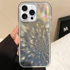 Per iPhone 15 Pro Max Diamond Lens Frame Glare Custodia per telefono in TPU ibrido per PC (nero)