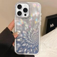 Per iPhone 15 Pro Max Diamond Lens Frame Glare PC Hybrid TPU Custodia per telefono (argento)