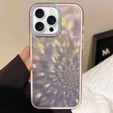 Per iPhone 15 Pro Max Diamond Lens Frame Glare PC Hybrid TPU Custodia per telefono (oro)
