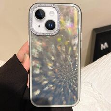 Per iPhone 15 Plus Diamond Lens Frame Glare Custodia per telefono in TPU ibrida per PC (nero)