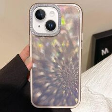 Per iPhone 15 Plus Diamond Lens Frame Glare PC Hybrid TPU Custodia per telefono (oro)