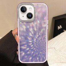 Per iPhone 14 Diamond Lens Frame Glare Custodia per telefono in TPU ibrida per PC (viola scuro)