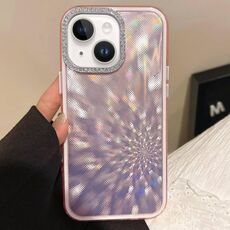 Per iPhone 14 Diamond Lens Frame Glare Custodia per telefono in TPU ibrido per PC (rosa)