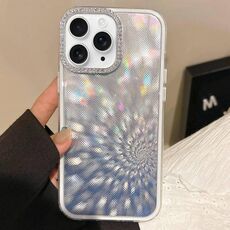 Per iPhone 11 Pro Max Diamond Lens Frame Glare Custodia per telefono in TPU ibrido per PC (argento)