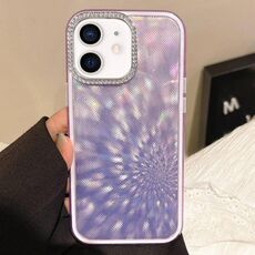 Per iPhone 12 Diamond Lens Frame Glare Custodia per telefono in TPU ibrido per PC (viola scuro)