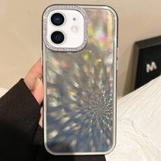 Per iPhone 12 Diamond Lens Frame Glare Custodia per telefono in TPU ibrido per PC (nero)