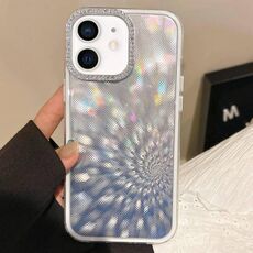 Per iPhone 12 Diamond Lens Frame Glare Custodia per telefono in TPU ibrido per PC (argento)