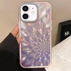 Per iPhone 12 Diamond Lens Frame Glare Custodia per telefono in TPU ibrido per PC (rosa)