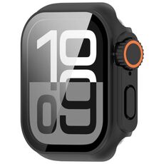 Per Apple Watch Series 9/8/7 45mm Passa a Ultra 49mm Pellicola temperata Cassa per orologio con pulsante integrato in PC (nero)