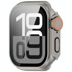 Per Apple Watch Series 9/8/7 45mm Passa a Ultra 49mm Pellicola temperata Cassa per orologio con pulsante PC integrato (colore acciaio titanio)