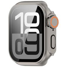 Per Apple Watch Series 6/5/4/SE/SE2 44mm Passa a Ultra 49mm Pellicola temperata Cassa per orologio con pulsante PC integrato (colore acciaio titanio)
