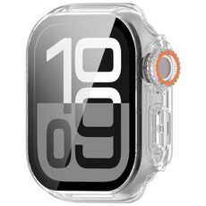 Per Apple Watch Series 9/8/7 41mm Passa a Ultra 49mm Pellicola temperata Cassa per orologio con pulsante PC integrato (colore trasparente)