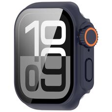 Per Apple Watch Series 9/8/7 41mm Passa a Ultra 49mm Pellicola temperata Cassa per orologio con pulsante integrato in PC (blu notte)