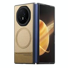 Custodia per telefono con retro magnetico in pelle e tessuto Twill per Honor Magic V3 (cachi)