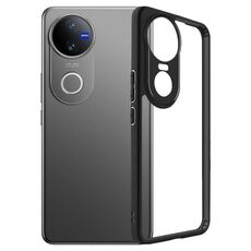 Per vivo V50 Custodia per telefono in TPU satinato + PC trasparente (nero)