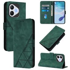 Custodia a tracolla in pelle con stampa 3D per Honor 400 Lite (verde scuro)