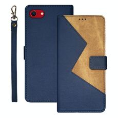 Per iPhone 16e idewei Custodia per telefono in pelle con cuciture bicolore (blu)