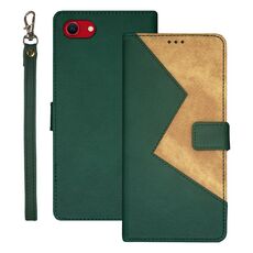 Per iPhone 16e idewei Custodia per telefono in pelle con cuciture bicolore (verde)