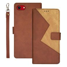 Per iPhone 16e idewei Custodia per telefono in pelle con cuciture bicolore (marrone)