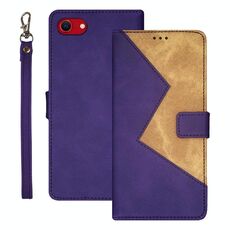 Per iPhone 16e idewei Custodia per telefono in pelle con cuciture bicolore (viola)