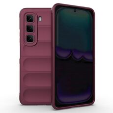 Per Infinix Hot 50 4G Global Magic Shield TPU + custodia per telefono in flanella (rosso vino)