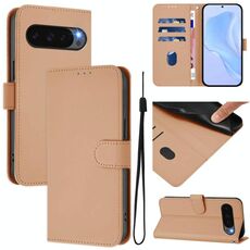 Per Google Pixel 10 Pro XL Custodia in pelle tinta unita con cordino (nudo)