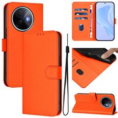 Per vivo Y39 5G Custodia per telefono in pelle tinta unita con cordino (arancione)