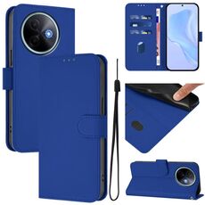 Per vivo Y39 5G Custodia per telefono in pelle tinta unita con cordino Global Skin Feel (blu scuro)