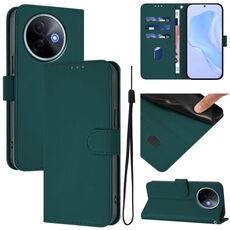 Per vivo Y39 5G Custodia per telefono in pelle tinta unita con cordino Global Skin Feel (verde scuro)