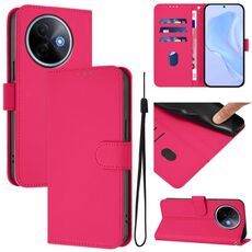 Per vivo Y39 5G Custodia per telefono in pelle tinta unita con cordino Global Skin Feel (rosso rosa)